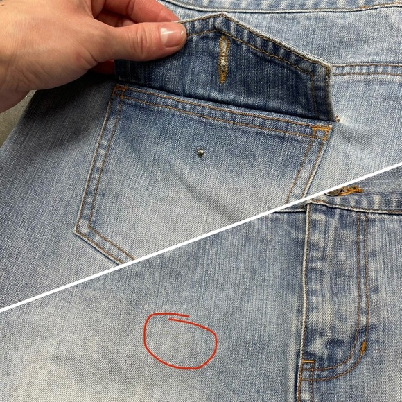 Vintage 90s Hollister Light Wash Jean Low Rise Frayed Hem Mini Skirt Y2K - Picture 9 of 9